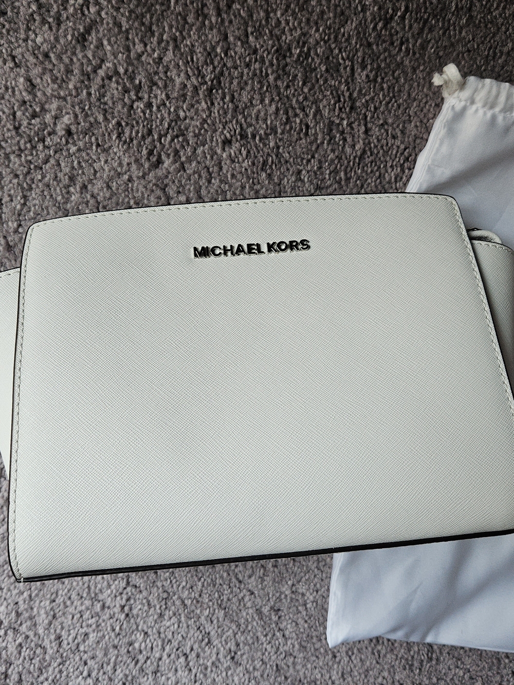 Michael Kors White Saffiano Leather Shoulder Bag
